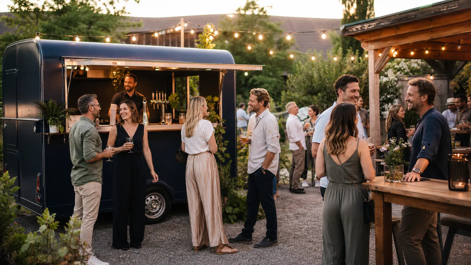 Sommerliche Feier mit Bierwagen