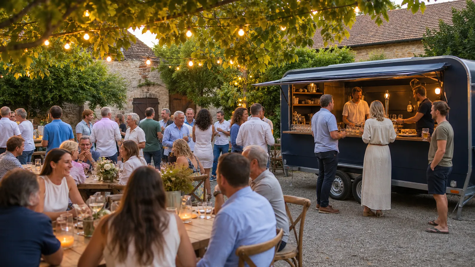 Gesellige Veranstaltung mit Bierwagen